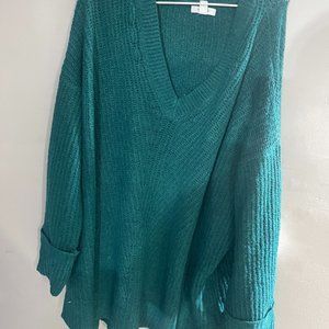 Nine‎ West Turquoise Long Sleeve V-Neck Sweater Size 3X NWT